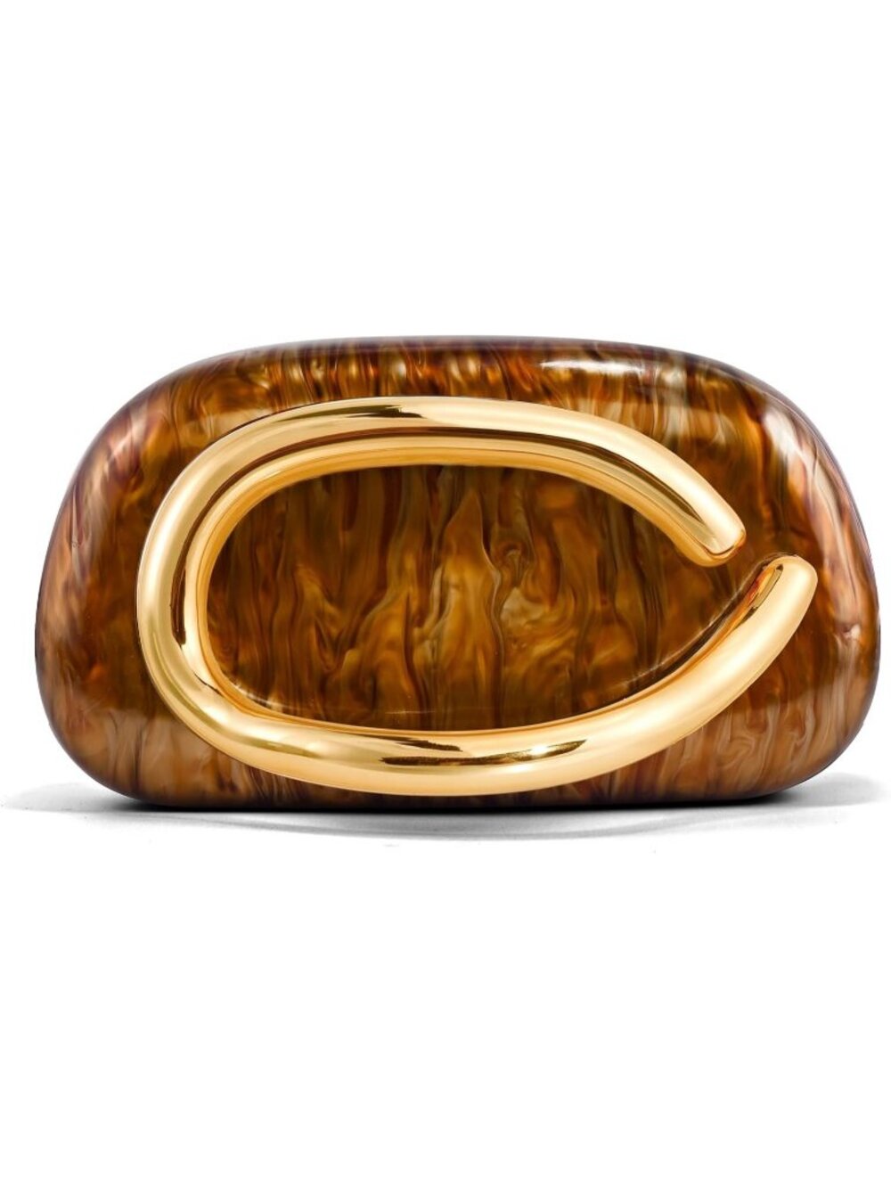 Women’s Coffee Marble Acrylic Shell Clutch Purse Gold Chain Evening Handbag